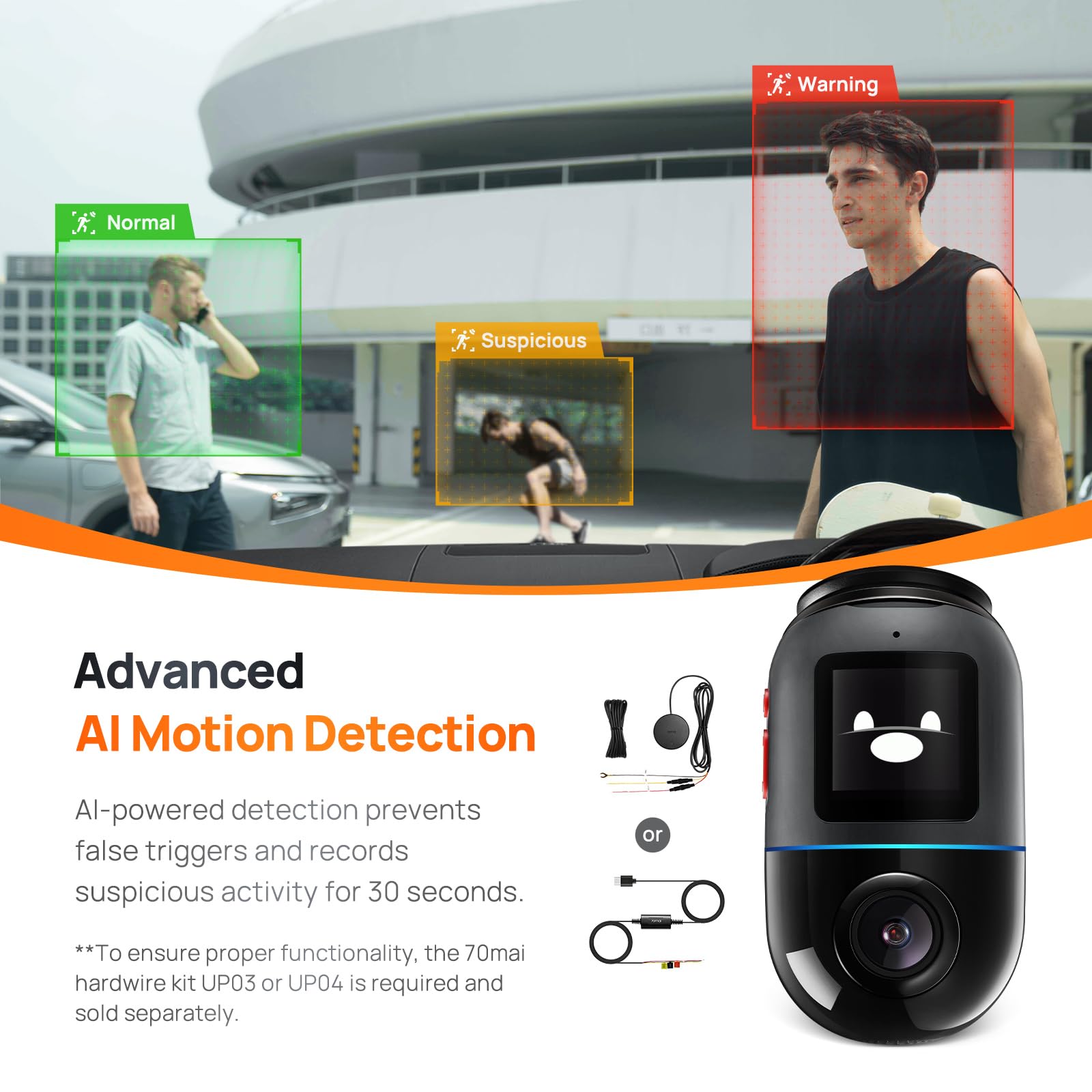 セキュリティ 70mai Dash Cam Omni 64G 70mai Dash Cam Omni, rotação de 360°, excelente visão noturna